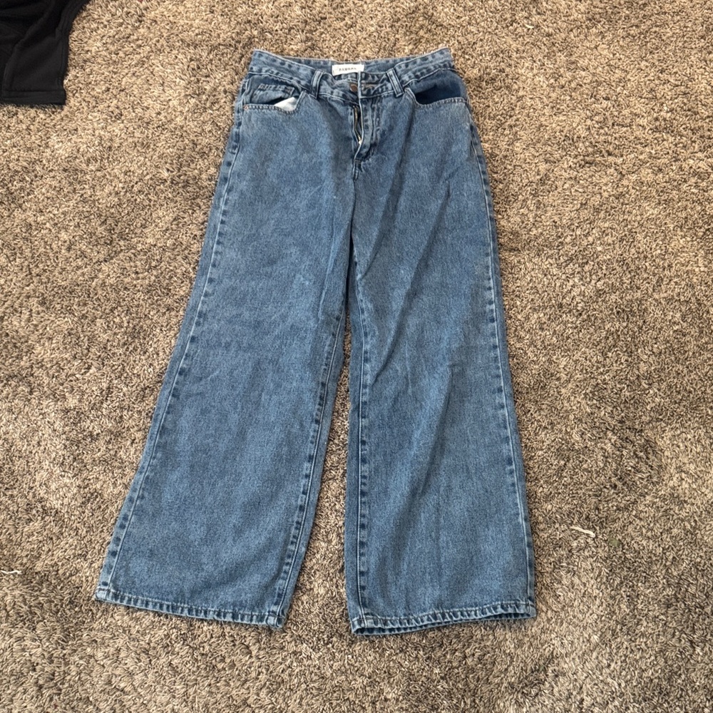 Classic Blue Wide-Leg Women Jeans